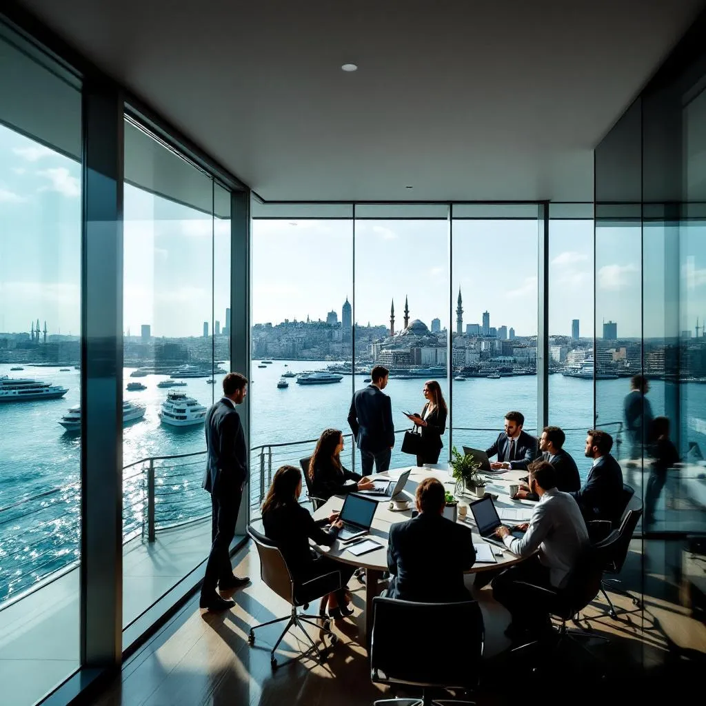 İstanbul Boğazı manzarasında modern bir ofis binası ve danışmanlık ekibimizin ilk yılları